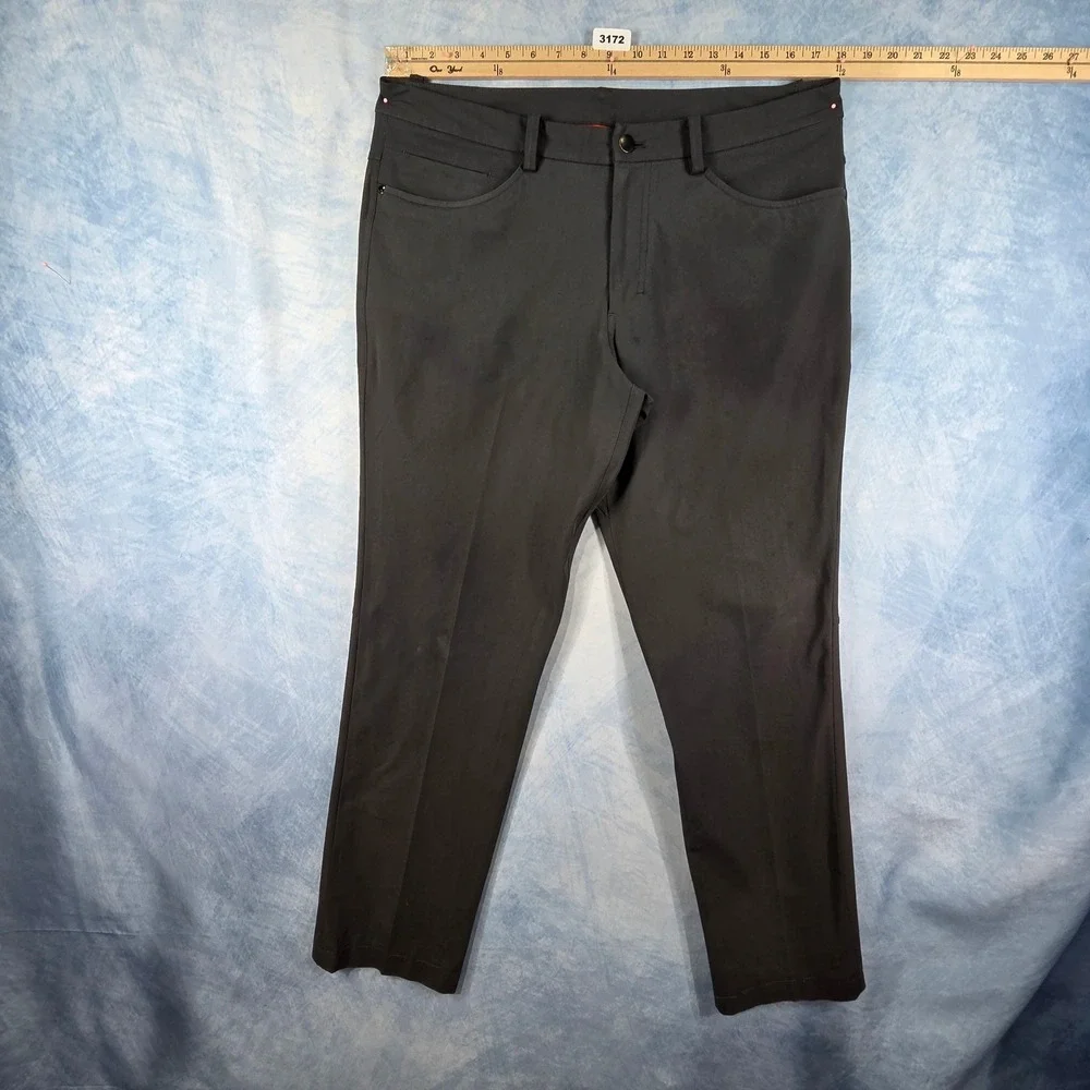 Lululemon ABC Pant Slim Warpstreme Dark Grey Mens 34 x 32 Five Pocket Trousers